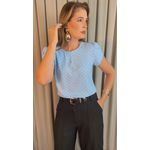 Blusa Feminina Poa Manguinha - Azul - Cod 528