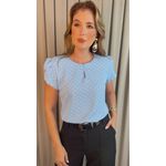 Blusa Feminina Poa Manguinha - Azul - Cod 528