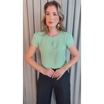 Blusa Feminina Poa Manguinha - Verde - Cod 528