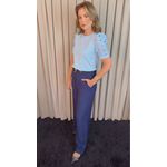 T-shirt Feminina Manga Guipir - Azul - Cod 523