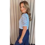 T-shirt Feminina Manga Guipir - Azul - Cod 523