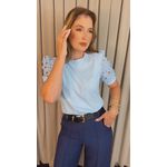 T-shirt Feminina Manga Guipir - Azul - Cod 523