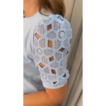 T-shirt Feminina Manga Guipir - Azul - Cod 523