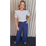 T-shirt Feminina Manga Guipir - Branca - Cod 523