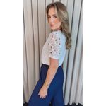 T-shirt Feminina Manga Guipir - Branca - Cod 523