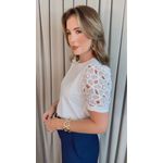 T-shirt Feminina Manga Guipir - Branca - Cod 523