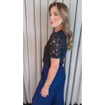 T-shirt Feminina Manga Guipir - Preto - Cod 523