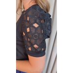 T-shirt Feminina Manga Guipir - Preto - Cod 523