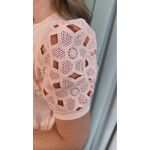 T-shirt Feminina Manga Guipir - Rosa - Cod 523