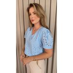 Blusa Feminina Em Lese Bordada - Azul - Cod 531