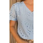 Blusa Feminina Em Lese Bordada - Azul - Cod 531