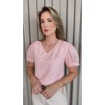 Blusa Feminina Em Lese Bordada - Rosa - Cod 531