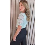 T-shirt Feminina Manga Guipir - Verde - Cod 523