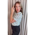 T-shirt Feminina Manga Guipir - Verde - Cod 523