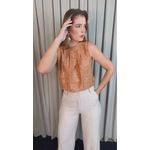 Regata Feminina Plisada Bordada - Terracota - Cod 527