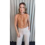 Regata Feminina Plisada Bordada - Terracota - Cod 527