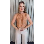 Regata Feminina Plisada Bordada - Terracota - Cod 527