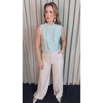 Regata Feminina Plisada Bordada - Verde - Cod 527