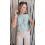 Regata Feminina Plisada Bordada - Verde - Cod 527