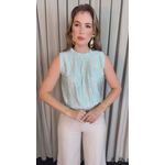 Regata Feminina Plisada Bordada - Verde - Cod 527