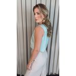 Regata Feminina Plisada Bordada - Verde - Cod 527