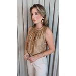 Regata Feminina Plisada Bordada - Nude - Cod 527