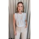 Regata Feminina Plisada Bordada - Branca - Cod 527