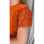 T-shirt Feminina Com Detalhe Na Manga Guipir - Terracota - Cod 525
