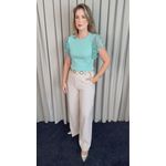 T-shirt Feminina Com Detalhe Na Manga Guipir - Verde - Cod 525