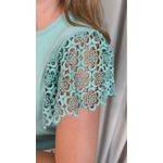 T-shirt Feminina Com Detalhe Na Manga Guipir - Verde - Cod 525