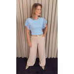 T-shirt Feminina Com Detalhe Na Manga Guipir - Azul - Cod 525