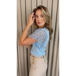 T-shirt Feminina Com Detalhe Na Manga Guipir - Azul - Cod 525