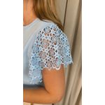 T-shirt Feminina Com Detalhe Na Manga Guipir - Azul - Cod 525