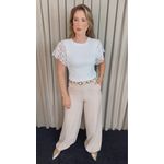 T-shirt Feminina Com Detalhe Na Manga Guipir - Branca - Cod 525