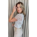 T-shirt Feminina Com Detalhe Na Manga Guipir - Branca - Cod 525