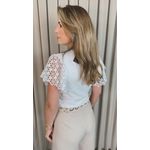T-shirt Feminina Com Detalhe Na Manga Guipir - Branca - Cod 525