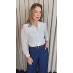 Camisa Feminina Manga Longa Bordada Lese Coração - Branco - Cod: 532