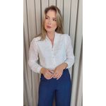 Camisa Feminina Manga Longa Bordada Lese Coração - Branco - Cod: 532