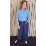 Camisa Feminina Manga Longa Bordada Lese Coração - Azul - Cod: 532