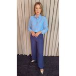 Camisa Feminina Manga Longa Bordada Lese Coração - Azul - Cod: 532