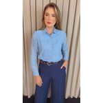 Camisa Feminina Manga Longa Bordada Lese Coração - Azul - Cod: 532