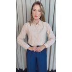 Camisa Feminina Manga Longa Bordada Lese Coração - Off White - Cod: 532