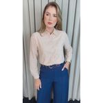 Camisa Feminina Manga Longa Bordada Lese Coração - Off White - Cod: 532