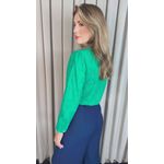 Camisa Feminina Manga Longa Bordada Lese Coração - Verde - Cod: 532