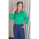 Camisa Feminina Manga Longa Bordada Lese Coração - Verde - Cod: 532