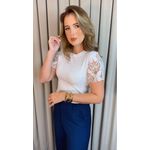 T-shirt Feminina Bordada Borboleta - Branca - Cod 514