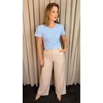 T-shirt Feminina Manguinha Bordada Delicada - Azul - Cod 512