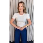 T-shirt Feminina Manguinha Bordada Delicada -Off White - Cod 512