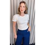 T-shirt Feminina Manguinha Bordada Delicada -Off White - Cod 512
