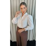 Camisa Feminina Manga Longa Bordada Flor - Cod: 299 - Branca